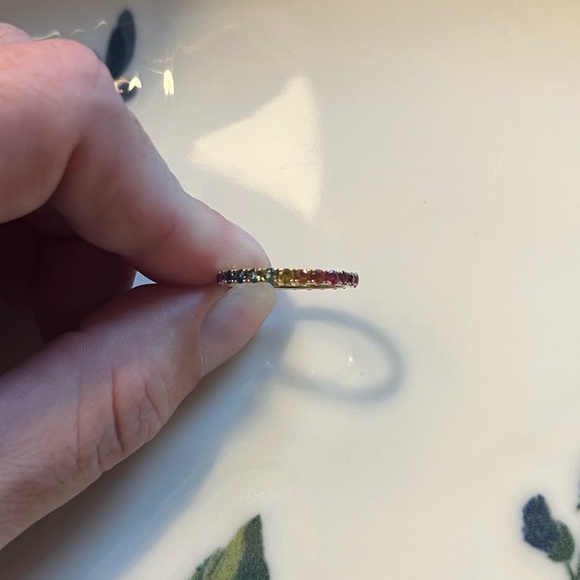 Eliza Page 18K Yellow Gold Eternity Rainbow Sapphire Ring | 6.5 - Picture 5 of 13
